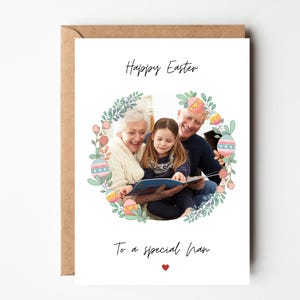 Carte de Pâques personnalisée pour grand-mère, carte photo de Pâques, carte de Joyeuses Pâques de Nan, carte de famille de Pâques personnalisée, carte d'oeuf de Pâques, carte de Pâques grand-mère
