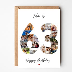 63 Geburtstagskarte, 63 Foto Collage Karte, personalisierte Geburtstagskarte für Papa, Mama, 63 Geburtstagskarte für Nan, Opa, Sie