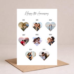 Personalised 8th Anniversary card for Wife, 8th anniversary card for Husband, Eight years together card, 8th anniversary gift, photo collage