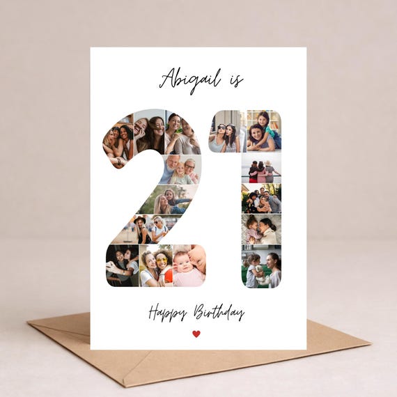 21st birthday photo collage card, 21st birthday gift, 21st Birthday card for Grandaughter , 21st birthday card for Daughter, Son, Friend