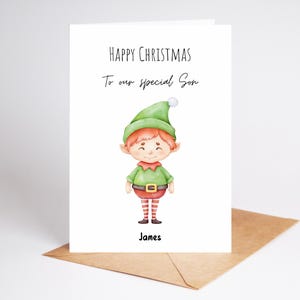 Personalised Christmas card for Son, Christmas card for special Son, Elf Christmas card, Personalised Grandson Christmas card, Card for Him