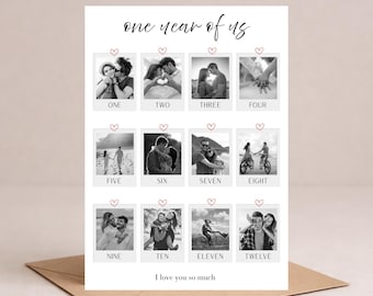 彼氏への1周年記念カード、彼女への写真コラージュカード、付き合って1年目の記念品、夫への1周年記念ギフト