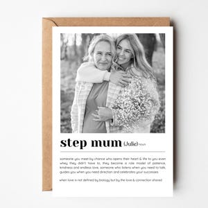 Personalisierte Stiefmutter Definitionskarte, personalisierte Fotokarte für Stiefmutter, personalisierte Geburtstagskarte für Stiefmutter, Muttertag