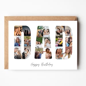 Carte de collage photo personnalisée, carte photo de famille, carte photo pour papa, carte d'anniversaire personnalisée pour papa, carte d'anniversaire papa, fête des pères