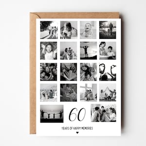 Carte de collage photo du 60e anniversaire, cadeau du 60e anniversaire, carte d'anniversaire personnalisée pour papa, carte de 60 ans, carte du 60e pour grand-mère, grand-mère