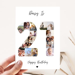 21st birthday photo collage card, 21st birthday gift, 21st Birthday card for Grandaughter , 21st birthday card for Daughter, Son, Friend