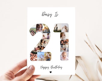 21st birthday photo collage card, 21st birthday gift, 21st Birthday card for Grandaughter , 21st birthday card for Daughter, Son, Friend