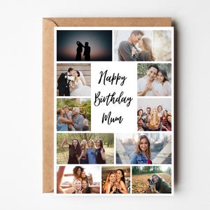パーソナライズされた写真コラージュカード、家族写真カード、ボーイフレンドへの誕生日カード、カスタム写真記念品、彼女への誕生日カード、一緒に1年