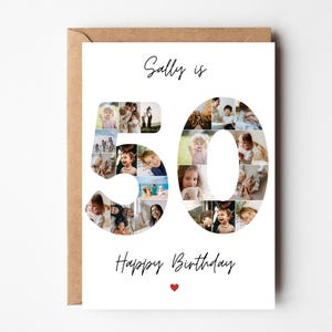 Carte de collage photo pour les 50 ans, cadeau photo spécial anniversaire, collage photo pour papa, cadeau pour mari 50e anniversaire, 50e souvenir pour maman