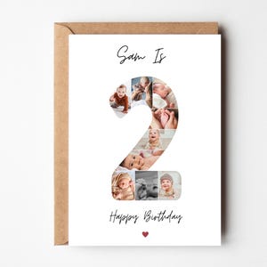 Foto-Collage Geburtstagskarte, Baby Geburtstagsgeschenk, Foto-Collage für Tochter, Geschenk für zweiten Geburtstag, Baby-Andenken,