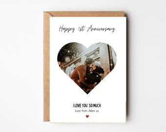 Personalised 1st Anniversary card for Wife, 1st anniversary card for Husband, One year together card, 1st anniversary gift for Boyfriend