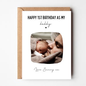 Carte photo personnalisée pour le 1er anniversaire de votre père, 1er anniversaire en tant que carte pour son père, carte pour sa fille et son père, cadeau photo pour nouveau père, carte d'un petit garçon