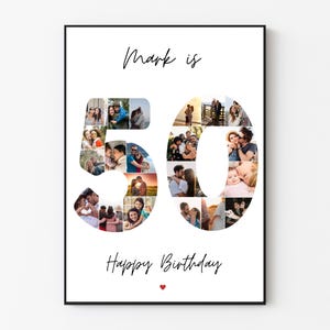 Impression collage photo 50e anniversaire, cadeau photo spécial anniversaire, 50e souvenir femme, cadeau collage photo mari, 50e cadeau pour partenaire
