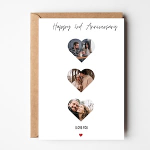 妻へのパーソナライズされた 3 周年記念カード、夫への 3 周年記念カード、一緒に過ごした 3 年間のカード、彼女、彼への 3 周年記念ギフト