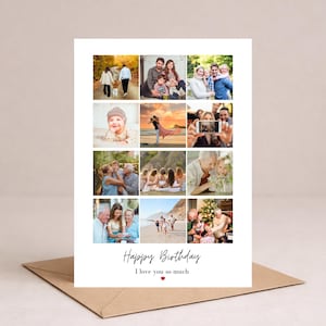 Personalised photo collage card, Family photo card, Birthday card boyfriend, Custom photo keepsake, birthday card for her, 1 year together