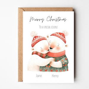Custom Christmas Card Husband, Merry Christmas Wife Card, Personalised Wife Keepsake, Add Own Names, Couples Christmas Card, Polar Bear Card