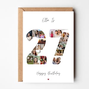 27. Geburtstag Foto-Collage-Karte, 27. Geburtstagskarte für sie, personalisierte Geburtstagskarte für Schwester, 27. Geburtstagskarte für Freund, Freundin