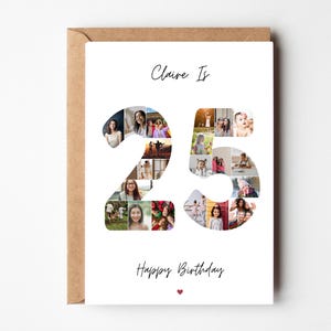 Foto-Collage zum 25. Geburtstag, 25. Geburtstagskarte für sie, personalisierte Geburtstagskarte für Schwester, 25. Geburtstagskarte für Freundin, Tochter