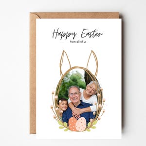 Carte de Pâques personnalisée pour la famille, carte photo de Pâques, carte de Joyeuses Pâques pour maman, carte de famille de Pâques personnalisée, carte de Pâques pour les grands-parents