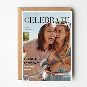 Carte d'anniversaire de magazine, carte personnalisée du 30e anniversaire pour un ami, carte du 30e anniversaire pour une soeur, carte d'anniversaire avec photo, 30e cadeau pour elle