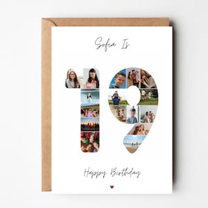 19th birthday photo collage card, 19th birthday gift, 19th Birthday card for Granddaughter , 19th birthday card for Daughter, Son, Friend