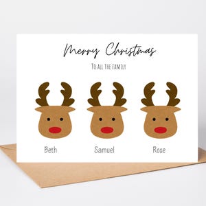 Personalisierte Weihnachtskarte, Familie Rentier Weihnachtskarte, Rentier Familie, Weihnachtskarte für die Familie, Familiennamen Karte, Karte für Mama Papa