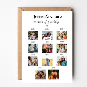 Personalisierte 10 Jahre Freundschaft Karte, Beste Freundin Fotokarte, Benutzerdefinierte Freund Geburtstagsgeschenk, Eigene Fotos hinzufügen, Freundschaft Jahrestagskarte