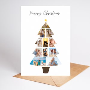 Carte de collage photo de Noël, collage d'arbre de Noël, carte de Noël personnalisée pour femme, carte de Noël personnalisée pour ami, grand-mère, elle