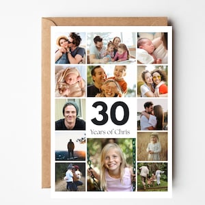 30th birthday photo collage card, 30th birthday gift, Personalised Birthday card for Wife, Thirty Years old card , 30th birthday for friend