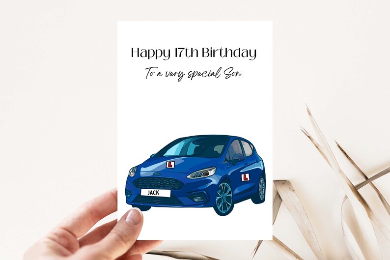 Personalised 17th Birthday Car Card For Girls – Custom Teen Daughter Granddaughter Greeting