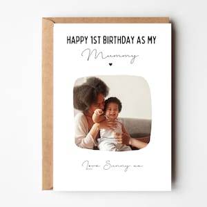 Personalisierte Karte 1 Geburtstag als Mama, Karte 1 Geburtstag als Mama, Fotokarte für Mama, Karte vom Baby, Geburtstagskarte von der Tochter