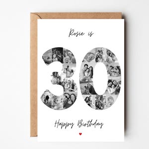 Carte de collage photo du 30e anniversaire, cadeau du 30e anniversaire, carte d'anniversaire personnalisée pour femme, carte de 30 ans, 30e anniversaire pour un ami