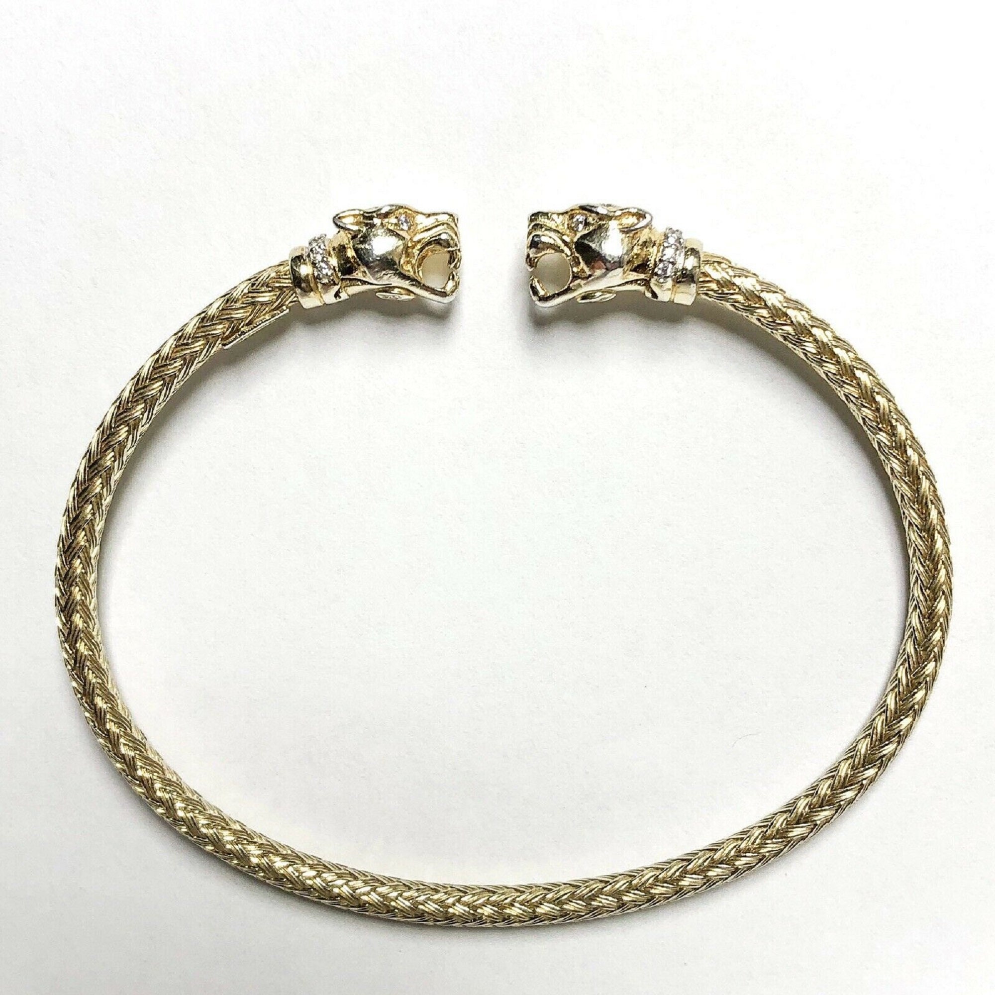 Alisa VHB 544 Sterling Traversa Spring Cuff Bracelet, Yellow Gold Cabs VHB  544 - Stephanie G. Jewelers