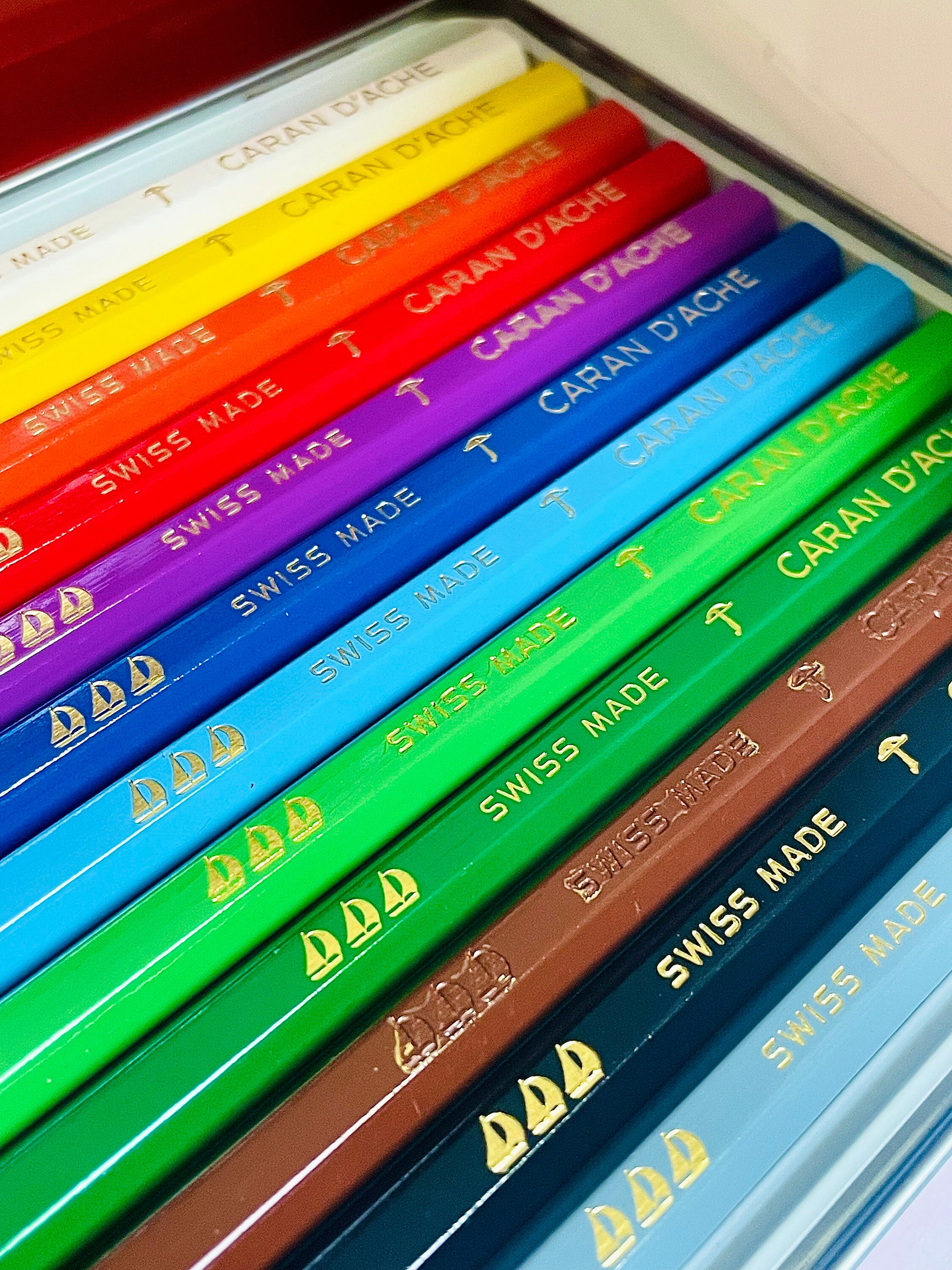 Caran Dache 12 Colored Pencils 70s Rare Swiss Made True Vintage 