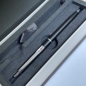 VINTAGE Papermate USA - Negro con detalles plateados Bolígrafo Powerpoint de lujo