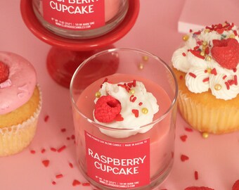 Raspberry Cupcake Scented Candle, Sweet Valentines Day Gifts, Food Scented Funny Candles, Aesthetic Fruit Decorative Candles