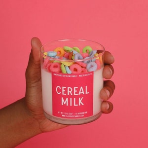 Cereal Milk Cereal Candle, Fruit Loop Bowl Candle, Funny Food Candles, White Elephant Gift, Unique Stocking Stuffer Gifts, Saturday Cartoons
