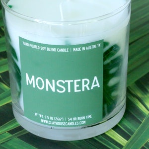 Monstera Leaves Scented Container Candle, Plant Lover Plant Mom Dad, Gifts for Her Him, Earth Month Earth Day, Mother's Day, Monstera Albo image 6
