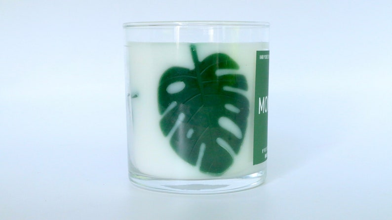 Monstera Leaves Scented Container Candle, Plant Lover Plant Mom Dad, Gifts for Her Him, Earth Month Earth Day, Mother's Day, Monstera Albo image 7