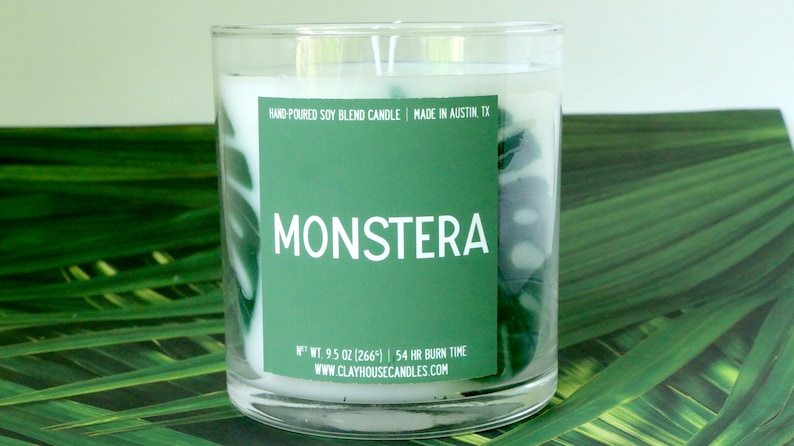 Monstera Leaves Scented Container Candle, Plant Lover Plant Mom Dad, Gifts for Her Him, Earth Month Earth Day, Mother's Day, Monstera Albo image 5