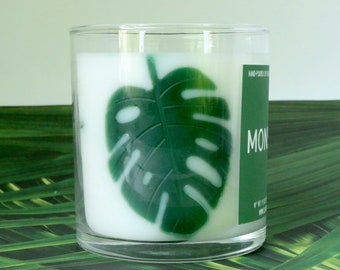 Monstera Blätter Duftkerze, Pflanzenliebhaber Pflanze Mama Papa, Geschenke für Sie Ihn, Erde Monat Erde Tag, Muttertag, Monstera Albo