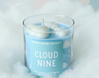 Bougie Cloud Nine | Bougie parfumée faite main | Bougie décorative en gel de cire Fresh Laundry Blue Jeans