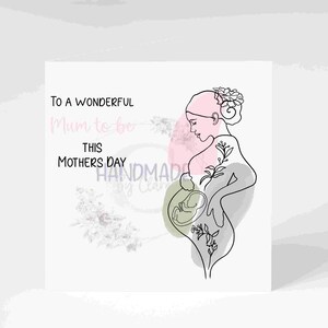 Mum to be Mothers Day Card, pregnant lady, future mum, from bump, line art