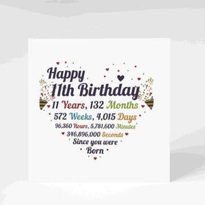 11. Geburtstagskarte | 11. Geburtstag | 11. Geburtstag Mädchen | 11. Geburtstag Junge | Kindergeburtstagskarte | Sohn Geburtstagskarte | Tochter Geburtstag