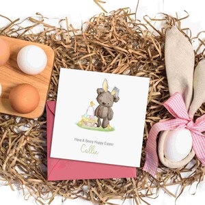 Personalisierte Osterkarte, Frohe Ostern, Teddybär-Design