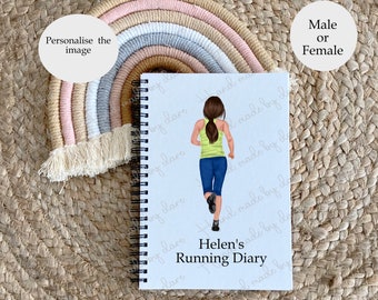Personalised running log book. Runner training diary journal planner.