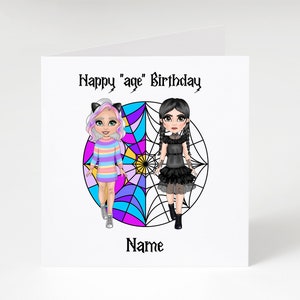MItwot und Enid Geburtstagskarte | Personalisierte MITTH Addams Karte | Nevermore Akademie | Alter Geburtstagskarte | BFF Karte