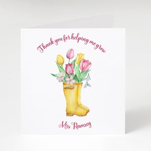 Personalised Thank you teacher card | Thank you TA | Thank you for helping me grow | Card for teacher | End of term gift | end of term card