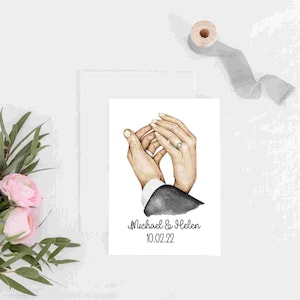 Personalisierte Hochzeitskarte, Mann und Frau, Händchen haltend, Brautpaar, Hochzeitsgeschenk, Andenken