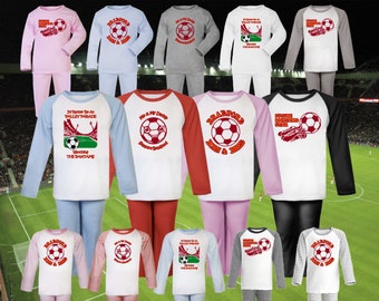 BRADFORD CITY Football Baby Childrens Kids Long Sleeve Raglan Pyjamas PJs Sleep NightWear Gift-0-3m to 9-10yrs-14 colours-100% Cotton-Unisex